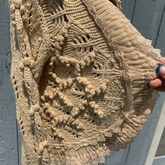 Style Faux Pearl and Lace Cardigan/Sweater Size XL) - Picture 7 of 9